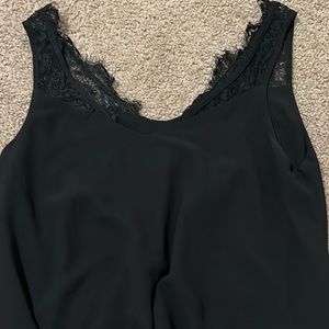 Black lace strap satin tank top
